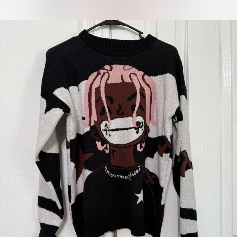 Y2K stripe oversized sweater